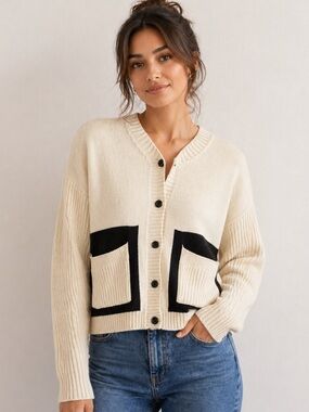HARPER Cream Knit Cardigan XS